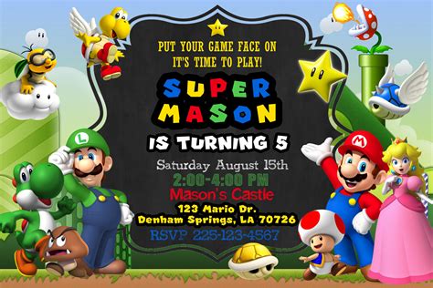 Mario Bros Invitation Template